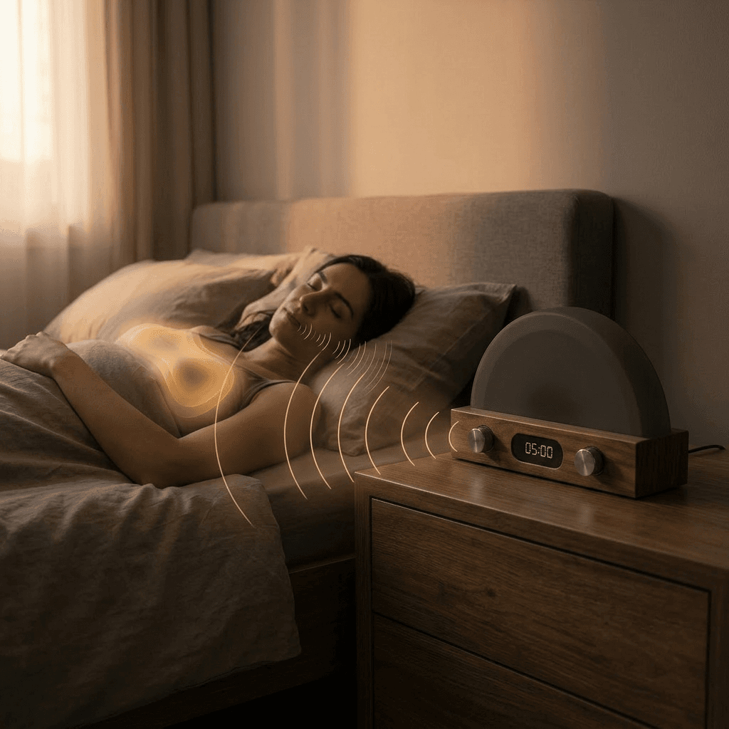 Restarla lamp tracking sleep — radar waves reach the sleeper while audio waves return to the lamp